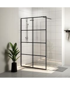 Paravan de duș walk-in negru 115x195 cm sticlă esg transparentă