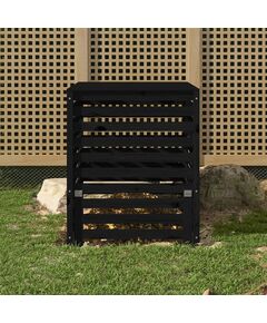 Compostor, negru, 82,5x82,5x99,5 cm, lemn masiv de pin