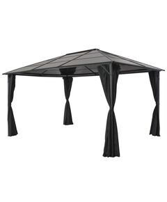 Pavilion cu perdea, negru, 4 x 3 x 2,6 m, aluminiu