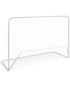 Poartă de fotbal cu plasă alb 182x61x122 cm oțel