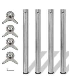 242136 4 height adjustable table legs brushed nickel 710 mm