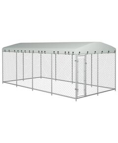 Padoc pentru câini de exterior, cu acoperiș, 8 x 4 x 2,3 m