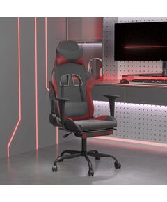 Scaun de gaming masaj/suport picioare negru/roșu vin piele eco