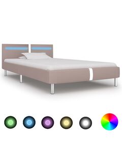 Cadru pat cu led, cappuccino, 90x200 cm, piele artificială