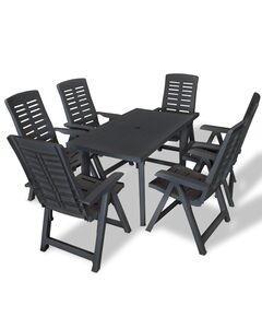 Set mobilier de exterior, 7 piese, antracit, plastic