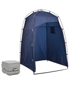 Toaletă portabilă de camping cu cort, 10+10 l