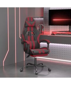 Scaun gaming pivotant/suport picioare negru/roșu vin piele eco