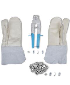 Set accesorii sârmă ghimpată, aplicator cleme, mănuși/200 cleme