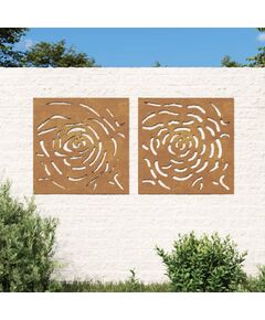 Decor de perete 2 buc. 55x55 cm model trandafiri oțel corten