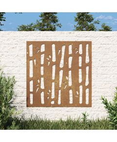 Decor perete de grădină 55x55 cm design bambus oțel corten