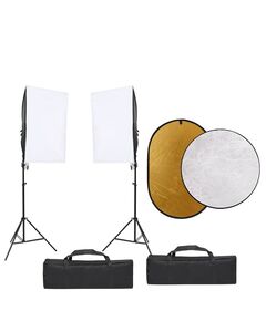 Kit studio foto cu set de lumini, fundal și reflector