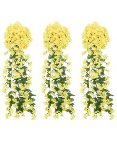 Ghirlande de flori artificiale, 3 buc., galben, 85 cm