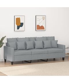 Canapea cu 3 locuri, gri deschis, material 180cm textil