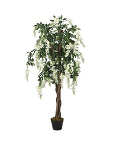 Arbore artificial wisteria 840 frunze 150 cm verde și alb