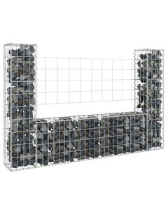 Coș de gabion în formă de u, 2 stâlpi, 140x20x100 cm, fier