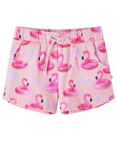 Pantaloni scurți copii cu șnur imprimeu colac flamingo roz deschis 104