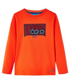 Tricou copii mâneci lungi design poartă fotbal, portocaliu aprins, 92