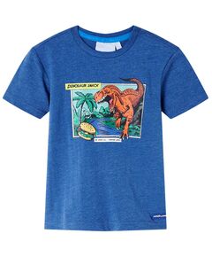 Tricou pentru copii, imprimeu dinozaur, albastru închis melange, 128