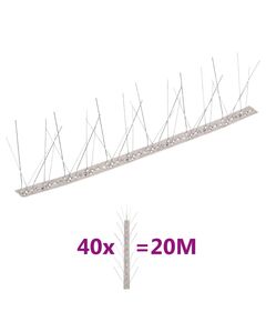 Set bandă cu țepi antipăsări cu 5 rânduri, 40 buc., oțel, 20 m