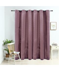 Draperie opacă roz antichizat 290x245 cm catifea inele metalice