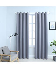 Draperii opace cu inele metalice, 2 buc., gri, 140 x 175 cm