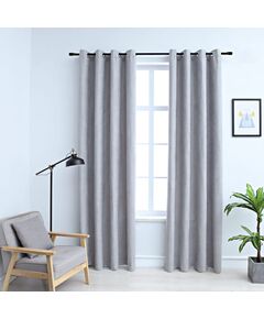 Draperii opace cu inele metalice, 2 buc., gri, 140 x 245 cm