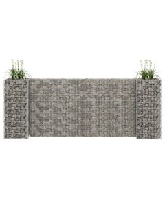 Jardinieră gabion în formă de h, 260 x 40 x 100 cm, sârmă oțel