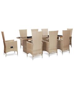 Set mobilier de exterior cu perne, 9 piese, bej, poliratan