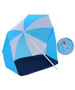 Umbrelă de plajă adăpost, albastru și alb, 180 cm, țesătură