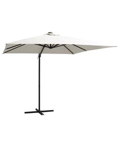 Umbrelă suspendată cu led, stâlp din oțel, nisipiu, 250x250 cm