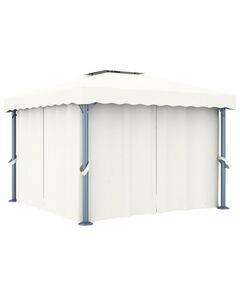 Pavilion cu perdea, alb crem, 3 x 3 m, aluminiu