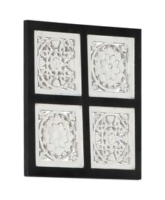 Panouri perete sculptate manual, negru/alb, 40x40x1,5 cm, mdf