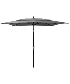 Umbrelă de soare 3 niveluri, stâlp aluminiu, antracit 2,5x2,5 m