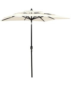 Umbrelă de soare 3 niveluri, stâlp de aluminiu, nisipiu, 2x2 m