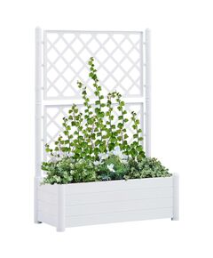 Jardinieră de grădină cu spalier, alb, 100 x 43 x 142, pp