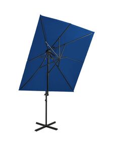 Umbrelă suspendată cu înveliș dublu, albastru azuriu 250x250 cm