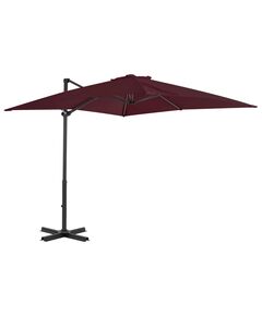 Umbrelă suspendată cu stâlp aluminiu, roșu bordo, 250x250 cm