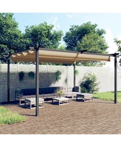 Pavilion de grădină, acoperiș retractabil, gri taupe, 4x3 m