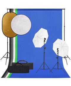 Set studio foto cu set de lumini, fundal și reflector