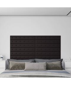 Panouri perete 12 buc. negru, 90x15 cm piele ecologică 1,62 m²