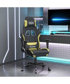 Scaun gaming masaj/suport picioare, negru/verde deschis textil