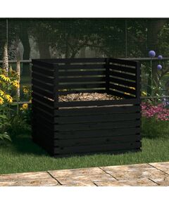 Compostor, negru, 100x100x102 cm, lemn masiv de pin