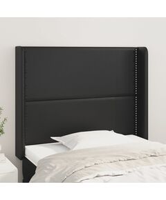 Tăblie de pat cu aripioare, negru, 93x16x118/128 cm, piele eco