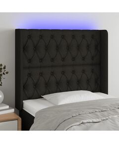 Tăblie de pat cu led, negru, 93x16x118/128 cm, textil