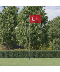 Steag turcia și stâlp din aluminiu, 5,55 m