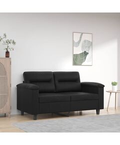 Canapea cu 2 locuri, negru, 120 cm, piele ecologică