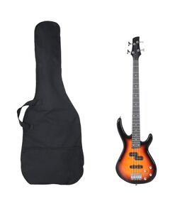 Chitara bass electrică începători, cu husă, maro/negru, 4/4 46"