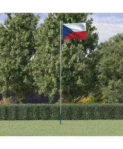 Steag cehia și stâlp din aluminiu, 6,23 m