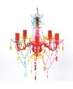 Lustră cristal artificial pentru 5 becuri multicoloră