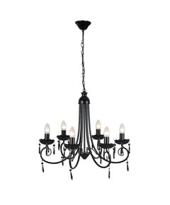 Lampă de tavan candelabru elegant negru 6 fasunguri pentru becuri